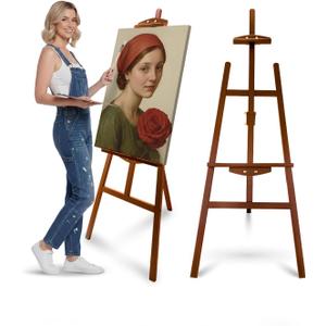 Foldable & Adjustable Art Easel Stand, Pine Wooden Easel Art Easels for Painting Adult Artist Easel Stand for Painting Easle Floor Standing,Large Easel Stand for Display Canvas Wedding,Walunut Easel, 33" x 22" x 59"