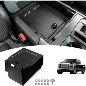 Center Console Safe Box Armrest Lock Storage Organizer Box Compatible with 2021 2022 2023 2024+ Ford F150, with 3 Digit Combo Password Car Interior Security