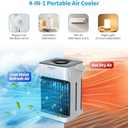 TIOKVIOP Portable Air Conditioners for Bedroom, Dual Motor Evaporative Air Cooler with 3 Speeds & 3 Mist, 7 Color Night Light Cooling Fan with 2-8H Timer, 1100ML Personal AC Unit for Office Room
