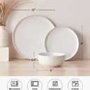 24 Piece Dinnerware Sets for 8 - Farmhouse Style Stoneware Plates and Bowls Sets - Scratch Resistant & Dishwasher Safe, Embossed Boho Ceramic Dish Set, Stack Compactly Dishware - Ivory White