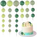 Gyufise 30Pcs Mini Balloon Cake Topper Foam Ball Cake Picks Faux Pearl Balls DIY Cake Decoration for Baby Shower Wedding Anniversary Birthday Party Supplies Green Dark Green Light Green