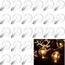 25 Pack 120V 5W Incandescent G40 Replacement Bulbs for Indoor and Outdoor Patio Decor, Clear Globe Christimas Incandescent Light Bulbs for E12 Candelabra Screw Base C7 Socket, Steady on