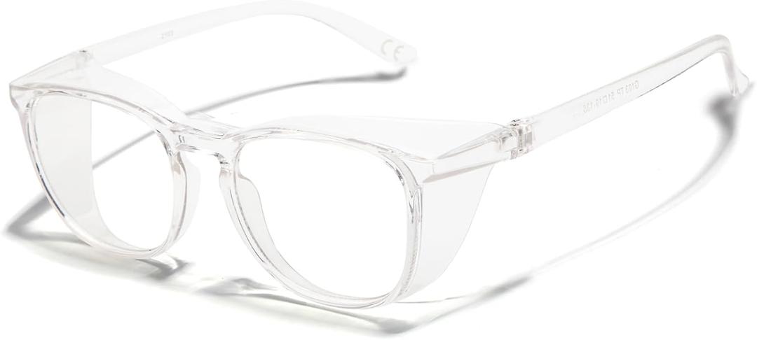 LianSan Safety Glasses with Readers, Reading Safety Glasses for Women Men, Full Reader Lenses Blue Light Blocking Goggles(Transparent, 1.25x)