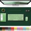 Leather Desk Pad Protector, 39.4'' X 17'' Large Mouse Pad, Office Desk Mat, Non-Slip PU Leather & Suede Base Desk Blotter, Laptop Desk Pad, Desktop Mat for Office Home, Blackish Green
