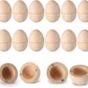 Gemscream 12 Set Easter Magnetic Wooden Eggs Fillable Hollow Wood Eggs 2.4 x 1.8 Inches Easter Basket Stuffers for Holiday Hunt Party Supplies Decor Craft(Natural Color)