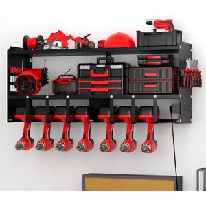 32.44 Large Power Tool Organizer Wall Mount, Tool Rack with 8 Drill Holders, 3 Layers Large Capacity Power Tool Rack, Tool Room Storage Ideal for Garage 32.44 Large Power Tool Organizer Wall Mount, Tool Rack with 8 Drill Holders, 3 Layers Large Capacity Power Tool Rack, Tool Room Storage Ideal for Garage