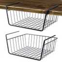 Undershelf Wire Storage Basket, Household Metal Hanging Bin Slides for Space Saving for Kitchen Pantry Bookshelf (Small, 2 PCS)