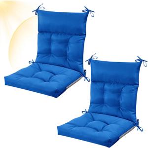 Sintuff 2 Pcs 44 x 21 x 4 Outdoor Chair Cushion Patio Chair Cushions Seat/Back Tufted Pillow with Ties Water Resistant Replacement Indoor Patio Furniture Outdoor Furniture (Solid Color,Blue)