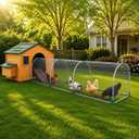 Chicken Tunnel for Yard, Outdoor Metal Chicken Run for 8-12 Chickens
118 x 27.5 x 23.6 in enclosed metal design helps deter predators, also for ducks and rabbits