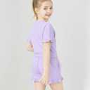 Girls Clothing 2 Piece Summer Set Short Sleeve Tops Shirts Baggy Shorts with Pockets Fashion Outfits for Kids (9-10 Years, Z-purple)