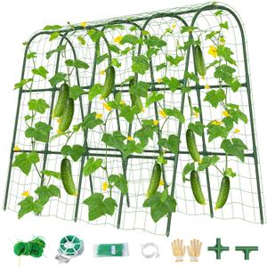 Cucumber Trellis for Raised Bed, U-Shape Garden Trellis for Climbing Plants Outdoor, Metal Arch Vegetables Trellis, Plant Support for Grape Vine Beans Squash Peas Flower