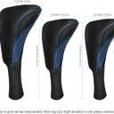 Golf Club Head Covers for Fairway Woods Driver Hybrids 3 Pieces Long Neck Mesh Sports Fan Golf Club Headcovers Set with Interchangeable No. Tags 3 4 5 6 7 X Golf Accessories for Men Women