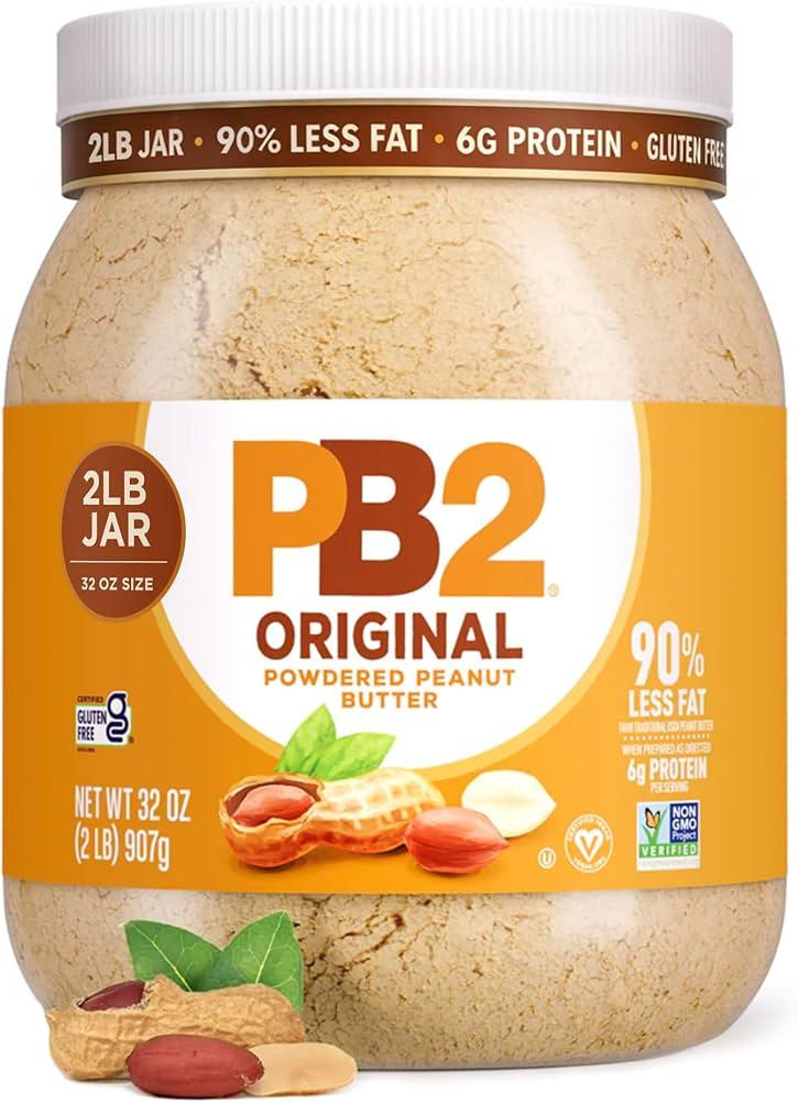 PB2 Original Powdered Peanut Butter - [32 Ounce Jar] 6g of Protein, 90% Less Fat, Certified Gluten Free, Only 60 Calories per Serving, Perfect for Protein Shakes, Smoothies, and Low-Carb, Keto Diets, EXP: 03/13/29