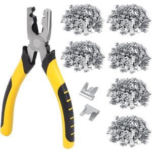 1800PCS Wire Cage Clips and Pliers Rabbit Chicken Wire Cage Clips J Clip Snap Fencing Pliers for Bird Pet Dog Hog Cages Building Supplies