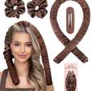 Jumbo Heatless Curls Overnight Hair Curler to Sleep In Soft Large Hair Rollers for Long Hair Blowout Look No Heat Overnight Curls, Satin Flexi Rods for Big Curl Heatless Curling Rod Set with Clip (1.77" JUMBO - Brown)