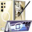 TORRAS Strong Magnetic & Seamless Stand for Samsung Galaxy S24 Ultra Case for MagSafe, Mil-Grade Drop Protection, Adjustable Kickstand for Samsung Galaxy S24 Ultra Case, Anti-Yellowing Diamond Clear