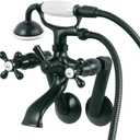 Kingston Brass KS269MB Kingston Tub Wall Mount Clawfoot Tub Faucet with Hand Shower, Matte Black