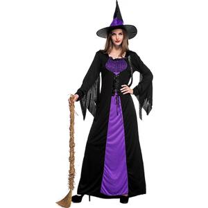 Colorful House Women Wicked Witch Costume, Purple Long Sorceress Classic Dress (Small)