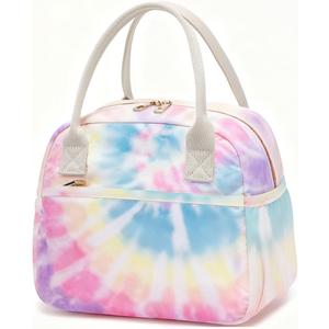 CAMTOP Lunch Box for Women Men Insulated Lunch Bag Lunch Tote Bag Leakproof Thermal Cooler Large Capacity for Travel Work School Picnic (Tie pink) (Medium)