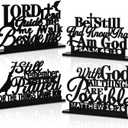 Geetery 4 Pcs Inspirational Centerpiece Table Decorations Blessed Wooden Signs Religious Table Decor with God Possible Biblical Verse Faith Positive Motivational Decoration for Farmhouse Living Room