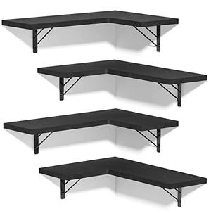 Love-KANKEI Corner Shelf Wall Mounted,Floating Wall Shelves for Storage,Rustic Wood Hanging Shelves for Display,Bathroom Kitchen Bedroom Living Room,Set of 3 ,Black