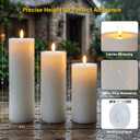 3 x Flameless LED Candles, Flickering Larger Candles with Remote Control & Timer, Battery Operated Waterproof Pillar Candles,3pc for Valentine's Day,Indoor Outdoor Lanterns,Church,Wedding,Patio Porch