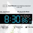 JENLYSTIME 7 Inch LED Digital Alarm Clock with Dual Alarms & Bottom GlowDisplays Time, Date, Day, Temperature3-Level Auto/Manual Brightness, DST, USB or Battery Powered Modern Desk Clock (Blue)