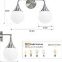 Bathroom Vanity Light Fixtures: Brushed Nickel 2-Light Mid Century Farmhouse Bathroom Lighting Fixtures Over Mirror - Wall Sconce with Frosted Globe Glass for Hallway Restroom