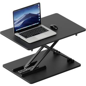 Standing Desk Converter Adjustable Height, 25.16"  15.75" Height Adjustable Desktop Riser, No Assembly Required, Desktop Workstation for Laptop, Monitor and Office Use (Black)