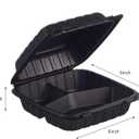Jaluxing 8X8 3-Compartment 50-Pack Plastic Clamshell Takeout Food Trays Heavy Duty Togo Disposable Box Carryout Meal Prep Packaging Catering Hinged Containers With Secure Snap Lid 