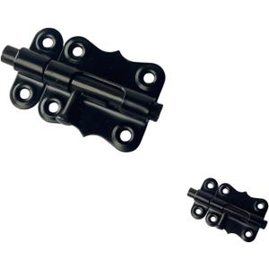 QCAA Deco Sliding Barrel Bolt Durable Steel Constuction, 2-1/2'', Black Coated, 2 Pack, Made in Taiwan