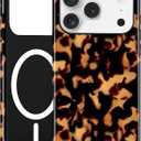 Magnetic Tortoise Shell Phone Case for iPhone 15, Compatible with MagSafe, Cute Brown Aesthetic Leopard Print Soft TPU and Hard PC Shockproof Protective Phone Cover for Women Girls