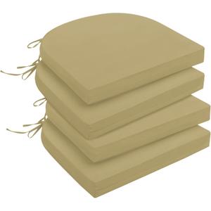 downluxe Outdoor Chair Cushions Set of 4 for Patio Furniture, Water-Resistant Patio Chair Cushions with Ties, High Density Foam Outdoor Seat Cushion, 17" X 16" X 2", Khaki