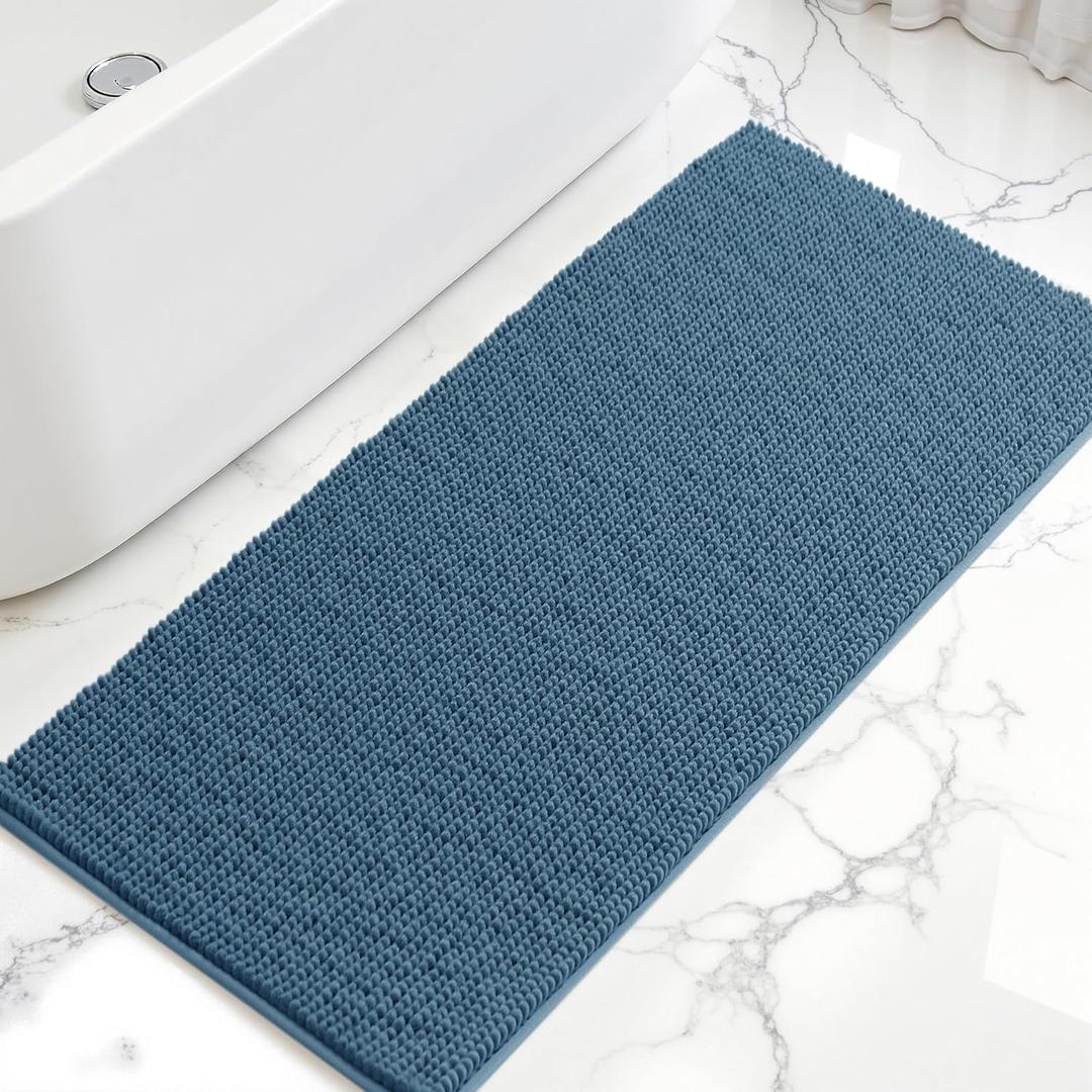 SUBRTEX Bathroom Rugs, 24" x 60" Chenille Bath Rug Soft Short Plush Bath Mat Soft Shower Mat Water Absorbent Shower Mat Quick Dry Machine Washable, Stone Blue SUBRTEX Bathroom Rugs, 24" x 60" Chenille Bath Rug Soft Short Plush Bath Mat Soft Shower Mat Water Absorbent Shower Mat Quick Dry Machine Washable, Stone Blue