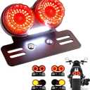 Upgrade 90LEDs Motorcycle Tail Light with Brake & Turn Signal, Integrated Motorcycle Brake Stop Lamp for Night Mountain for Harly Motorbike Street Bike Cruiser Chopper (Black)