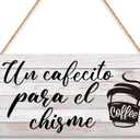 Un Cafecito Para El Chisme Wooden Hanging Sign(6" x 12") for Home Kitchen Coffee Bar Decor, Decoraciones Para Cocina - A03