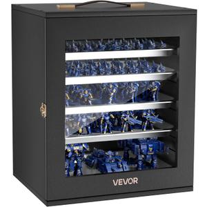 VEVOR Miniatures Storage Case for Warhammer 40k, Fits 1000-1500 Scale Models, Wooden Miniatures Display Holder with 5 Tray, Clear View Miniature Transport Case for Collectibles (Minis Not Included)