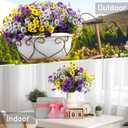 Rowfad 18 Pcs Artificial Fake Pansy Flowers for Outdoor, Faux Silk Pansies Spring Flowers for Outside for Planter Front Door Porch Yard Patio Window Box Home Decor (18, Purple, Yellow, White)
