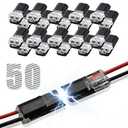 50pcs Double Wire Plug in Connector with Locking Buckle, Quick-Clip Fasteners Multi-Purpose Snap-On Blocks for Strip Lights DIY Crafting, Low-Voltage Decor & Model Kits 2 Pin