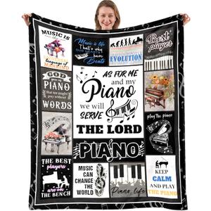 Piano Music Lover Gifts Throw Blanket, Pianos Decor Blankets, Music Gifts for Men Women, Gift for Piano Player, Soft Flannel Pianos Blanket for Couch Bed 50"X 60"