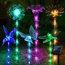 Set of 6 Acrylic Solar Lights for Outside, Solar Powered Garden Decorations with 8 Lighting Modes, Outdoor Waterproof Pathway Lights for Yard, Patio Plant Pot, Flower Bed (Mixed)