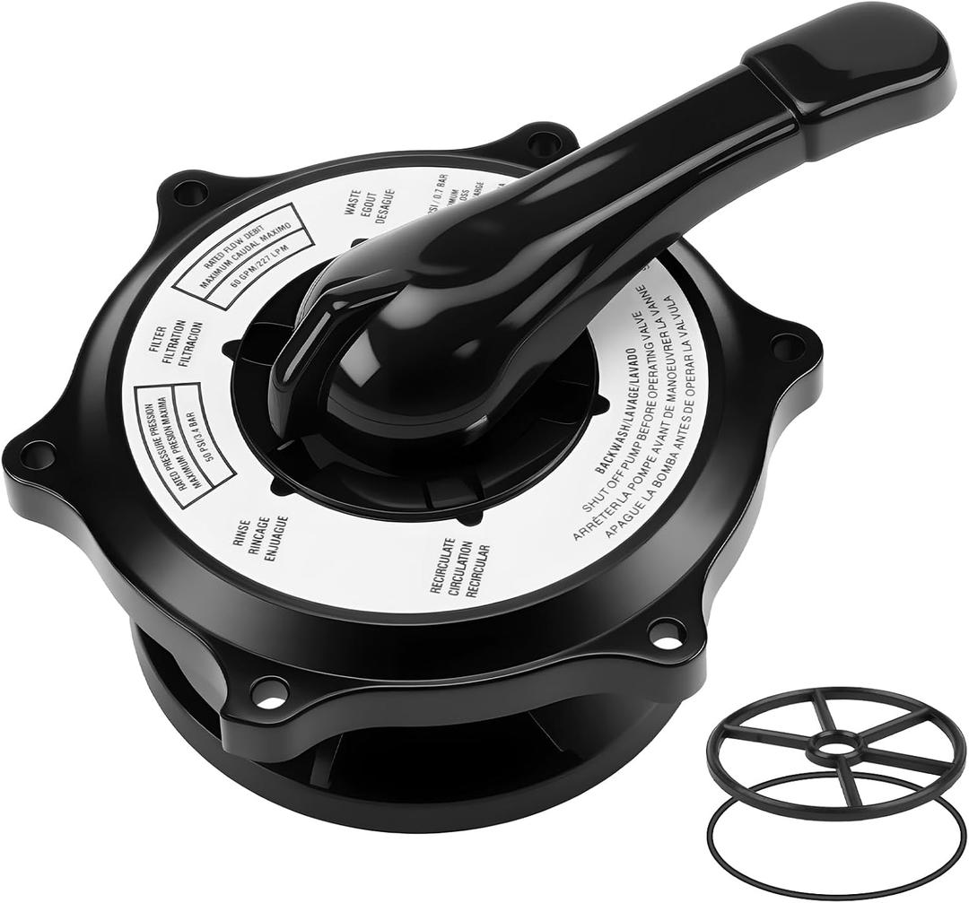 SPX0710XBA17 Key Cover and Handle Assembly Replacement for Hayward Multiport Valves 1 1/2" Vari-Flo Valves SP0710, SP0710X, SP0711, SP0712 with Gasket and O-Ring,Black