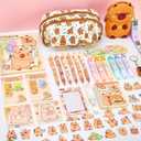 Capybara Stationery Gift Set for Kids,30 Piece Cute School Supplies Kit with Pencil Case,Notebook & Stickers,Practical and Fun for Classroom,Birthday& Festivals Gift Giving,Ages 614 Girls Boys
