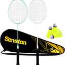 Senston Badminton Rackets Set of 4 – Lightweight Carbon Fiber Composite Racquets for Beginners, Family & Backyard Fun, with 6 Shuttlecocks, 4 Grips & Carry Bag