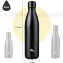 Konokyo Insulated Water Bottles,25 oz Double Wall Stainless Steel Vacumm Metal Flask for Sports Travel,Midnight Black