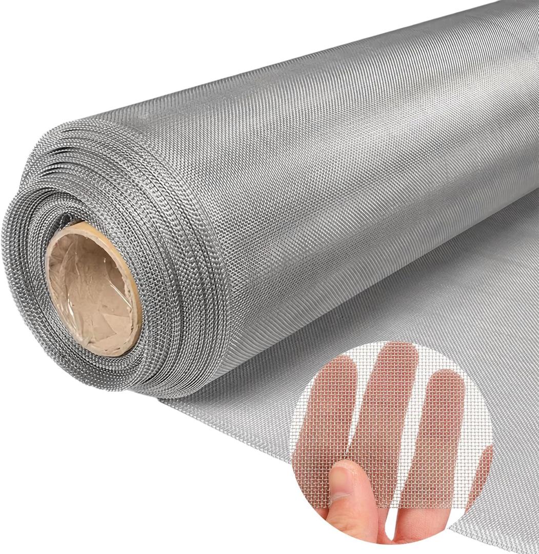 MYOYAY 304 Stainless Steel Window Screen Mesh Roll 39IN x 98FT Metal Wire Mesh Screen for Door Porch Patio Pet Poultry Cage, 39'' x 98.4'