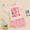 Kayotuas Toddler Baby Girl Birthday Outfit Birthday Girl Shirt and Elastic Shorts Set Cute Summer Clothes Smash Cake Outfits