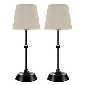 betluse Set of 2 Portable Cordless LED Table Lamp, Touch Control Fabric Black Dimmable Desk Lamp, Built-in 6000mA Rechargeable Battery, Patio Table Lamp, Bedside Night Lamp, Ambient Light for Restaurant
