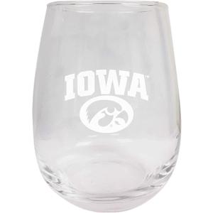 Iowa Hawkeyes Etched Stemless Glass 15 oz 2-Pack Officially Licensed Collegiate Product