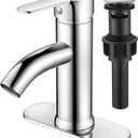 Chrome Bathroom Faucet Single Handle Bathroom Faucet Vanity Faucet with Pop-up Drain 1 Hole or 3 Hole Bathroom Sink Faucet with Deck